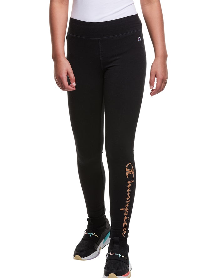 Champion Girls Leggings NZ - Leopard Print Black ( 1904-SFAPN )